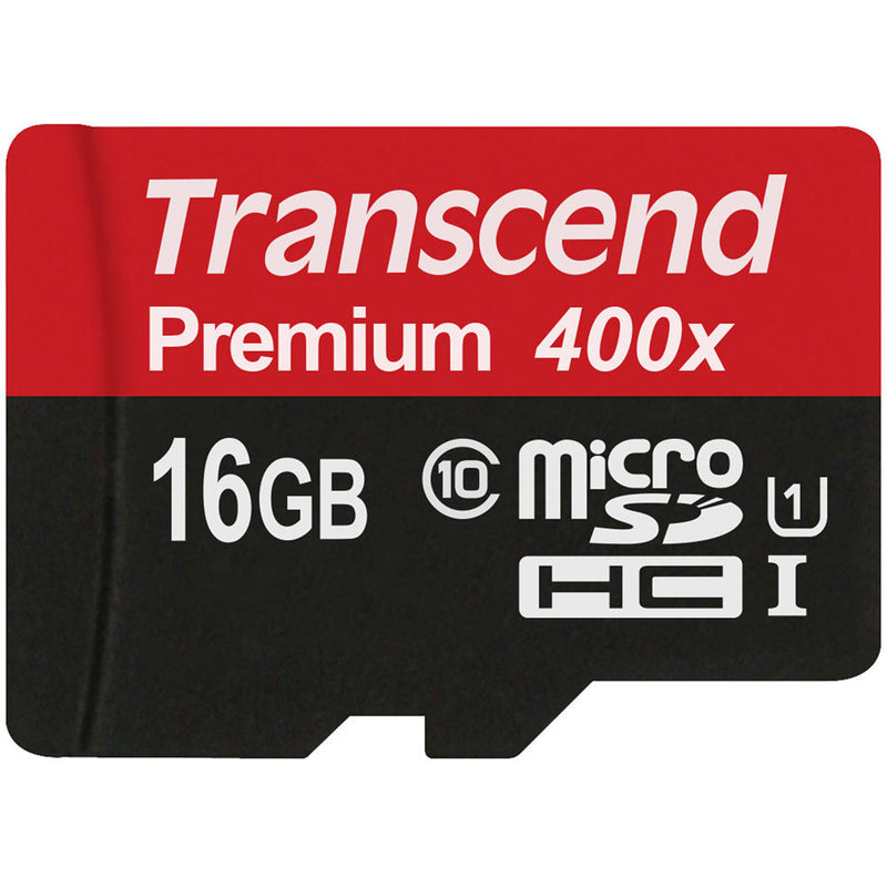 Transcend 16GB Premium 400x microSDHC UHS-I Memory Card with SD Adapter