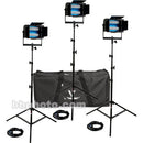 Videssence Baby Base Fluorescent 3 Light Kit - consists of: 3 Baby Base Non Dimming Fixtures, Stand Mounts, Barndoors, Light Stands, Tubes, Soft Kit Bag - 252 Total Watts