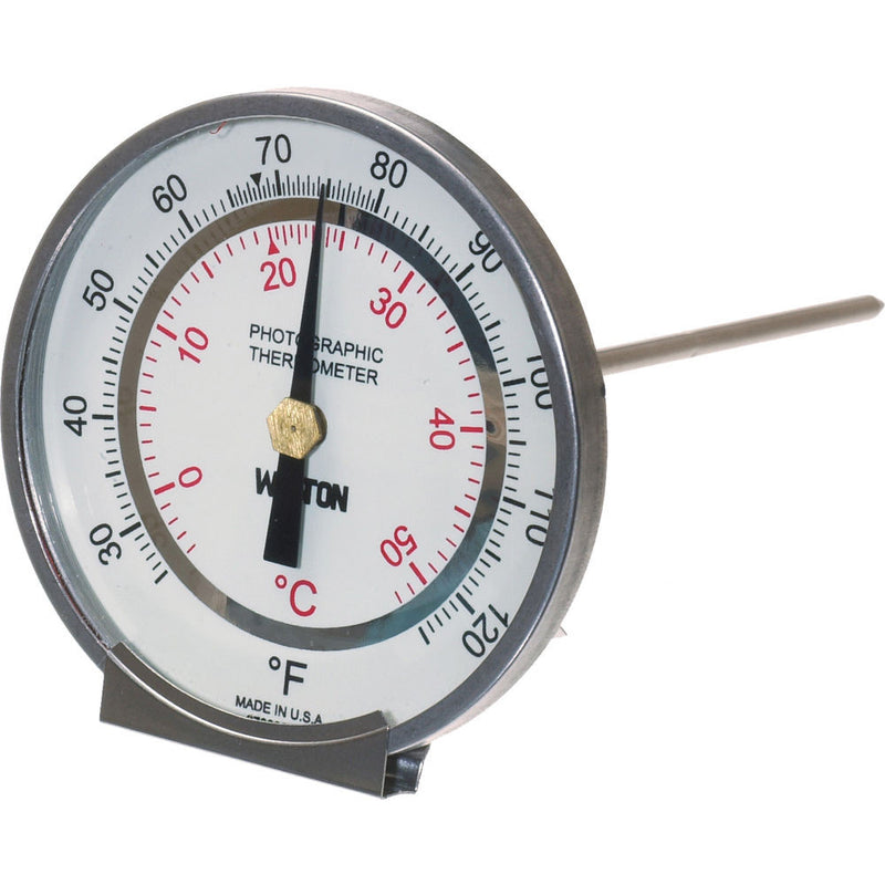 Weston Stainless Steel Dual Scale Thermometer 3" Dial with 6" Stem (Temperature Range 25-125 Deg F or 50 Deg C)