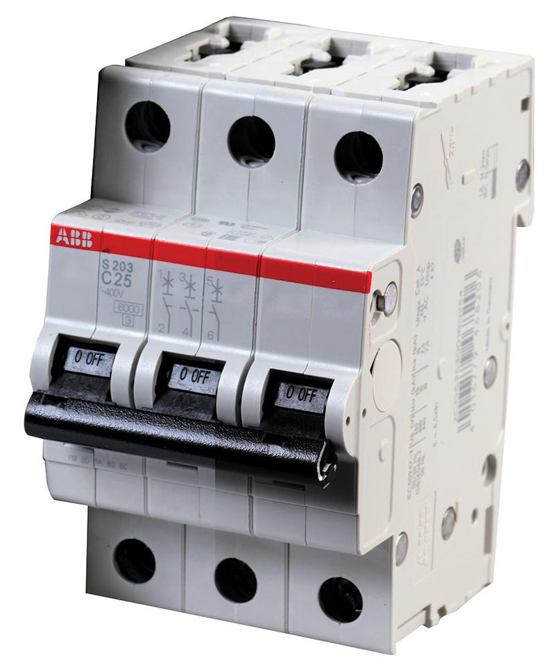 ABB S203-C25 Thermal Magnetic Circuit Breaker Miniature C Curve System Pro M Compact S200 Series 25 A
