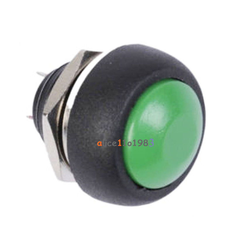 Tanotis  12mm Waterproof Momentary ON/OFF Push Button Mini Round Switch Green