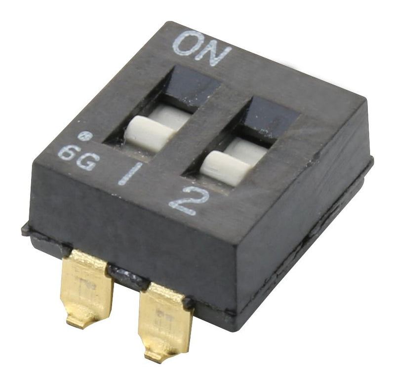 Alcoswitch - TE Connectivity 1825059-6 1825059-6 DIP / SIP Switch 2 Circuits Flush Slide Surface Mount Spst 24 V 100 mA
