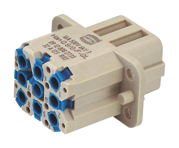 Harting 09120082733 Heavy Duty Connector Insert Han Q Series 8 Contacts Receptacle Push Lock Socket 16 A