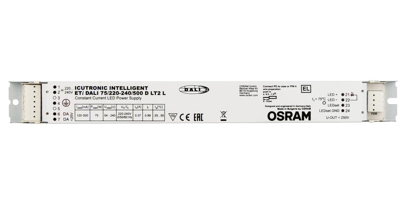 Osram ETI-DALI-75/220-240/500-D-LT2-L LED Driver Lighting 75 W 240 VDC 500 mA Constant Current 198 V