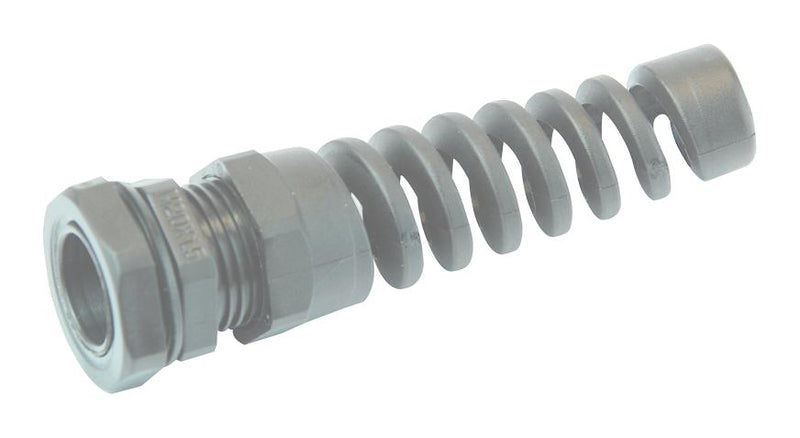 PRO Power PP001708 Cable Gland Spiral Strain Relief Metric IP68 M16 x 1.5 5 mm 10 Nylon (Polyamide) Grey