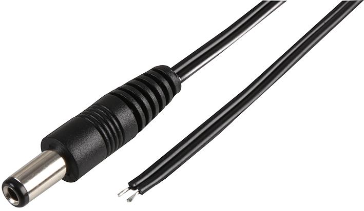 PRO Power PPW00020 Barrel Cord 2.5mm DC Plug to Free End 4.9 ft 1.5 m Black