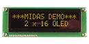 Midas MCOB21609AV-EYP Alphanumeric Oled 16 x 2 Yellow on Black 5V Parallel Multi 8.9 mm