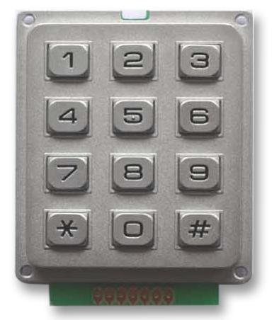 MULTICOMP MCAK304NSSBWPMM Keypad, 20 mA, 24 V, 3 x 4, Matrix, 12