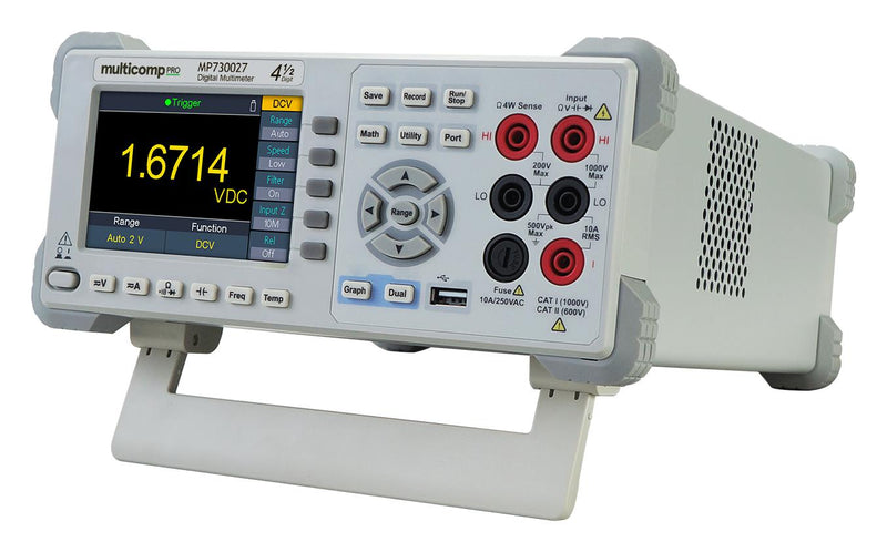 Multicomp PRO MP730027 EU-UK Bench Digital Multimeter 4.5 LAN RS232 USB 10 A 750 V 100 Mohm DMM Range
