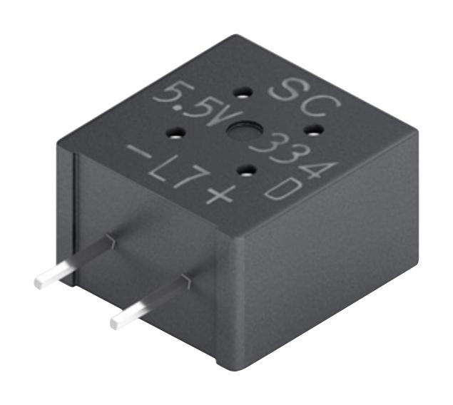 Kemet FMD0H334ZF Supercapacitor 0.33 F 5.5 V PC Pin -20% +80% 5 mm 1000 Hours @ 85&deg;C