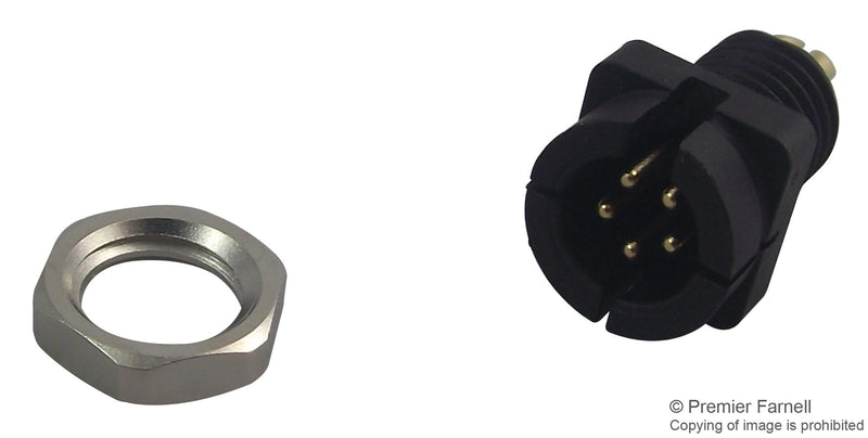 Binder 09 9791 30 05 09 05 Circular Connector 709 Series Panel Mount Plug 5 Contacts Solder Pin Nylon (Polyamide) Body