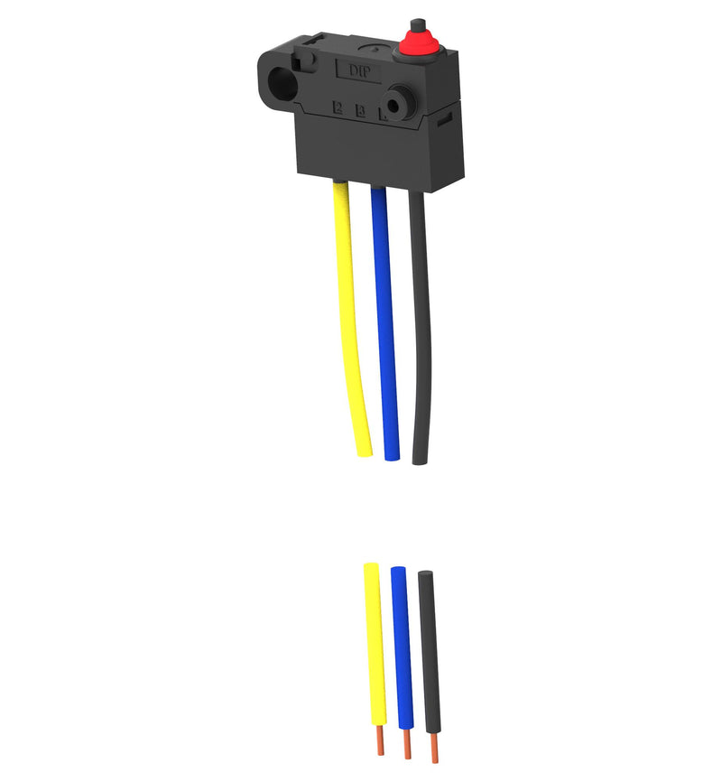 Alcoswitch - TE Connectivity SAJ501YPP0STDSDTFLQ Microswitch Snap Action Pin Plunger Spdt Wire Leaded 100 mA 48 V