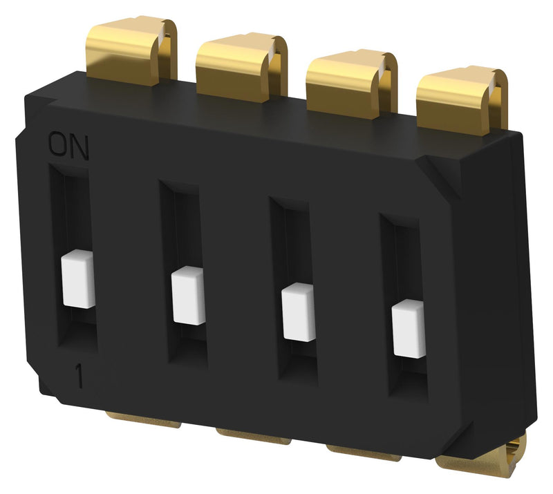 Alcoswitch - TE Connectivity EDS04SNRNTU04Q DIP / SIP Switch Recessed Type 4 Circuits Spst SMD EDS Series Unsealed 24 V