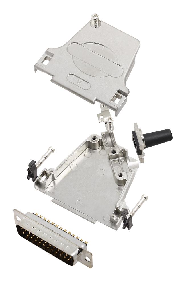 Amphenol ICC (COMMERCIAL PRODUCTS) L17D45ZF25-RG+L717SDB25P D Sub Connector With Backshell DB25 25 Contacts Plug Solder DB D45ZF-RG Series Steel Body