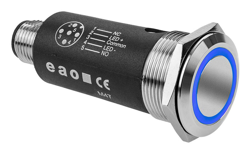 EAO 82-6657.2124 82-6657.2124 Vandal Resistant Switch Series 82 22 mm SPST-NO SPST-NC Maintained Round Flush