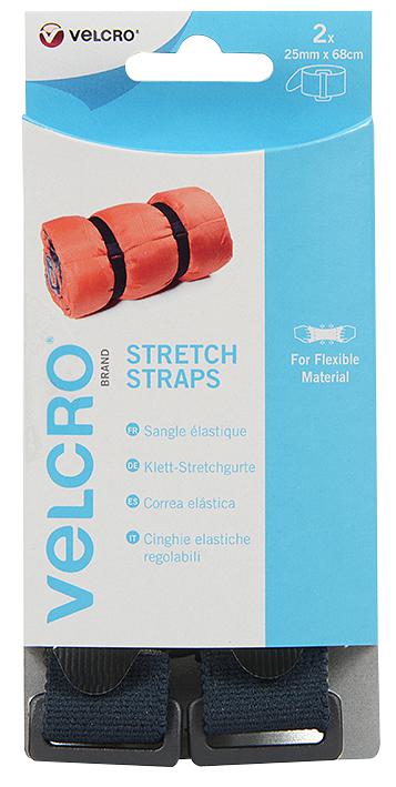 Velcro VEL-EC60324 Adjustable Straps 0.68m x 25mm (LxW) Black (Pack of 2)