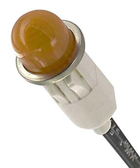 VCC (VISUAL Communications COMPANY) 1050A3 Neon Indicator Non-Relampable 125 VAC Wire Leaded Amber 12.7 mm Dome