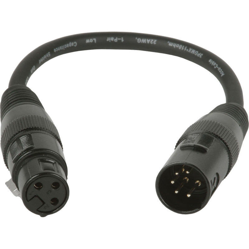 American DJ AC5PM5PFM Accu-Cable 5-Pin Male to 3-Pin XLR DMX Turnaround Cable