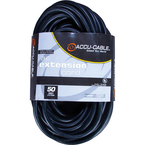 American DJ Accu-Cable 3-Wire 16-Gauge Edison AC Extension Cord (50')