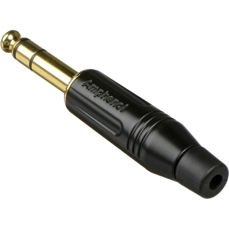 Amphenol M Series 1/4" TRS Straight Cable Connector with Gold Plated Contacts (Black)