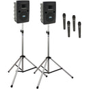Anchor Audio LIB-DP4-AIR-HHHH Liberty Deluxe AIR Package 4 Portable Bluetooth PA System with AIR Transmitter, Four Wireless Handheld Microphone Transmitters, Wireless Companion Speaker, and Speaker Stands (1.9 GHz)