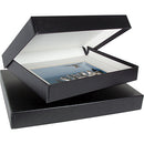 Archival Methods 14.25 x 18.25 x 1.37" Onyx Portfolio Box (Black Buckram with White Lining)