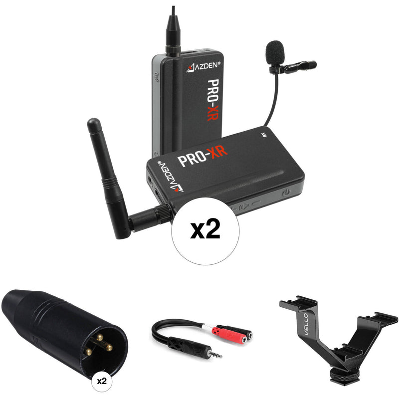 Azden PRO-XR 2-Person Digital Camera-Mount Wireless Omni Lavalier Microphone System Kit (2.4 GHz)