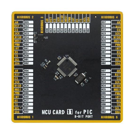 Mikroelektronika MIKROE-4351 Add-On Board Mikroe MCU Card 11 PIC18F PIC18F57Q43 2 x 168 Pin Mezzanine Connector New