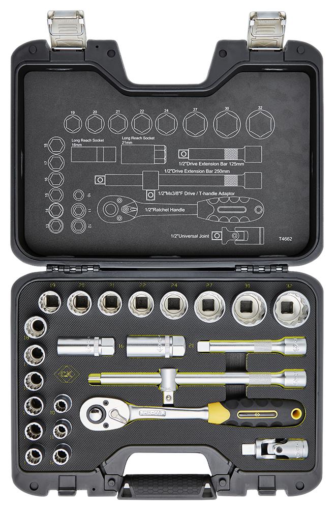 CK Tools T4662 T4662 Sure Drive Socket Set 24Pcs Of 1/2" Sockets