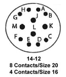 ITT Cannon KPT00F14-12P KPT00F14-12P Circular Connector KPT Wall Mount Receptacle 12 Contacts Solder Pin Bayonet 14-12