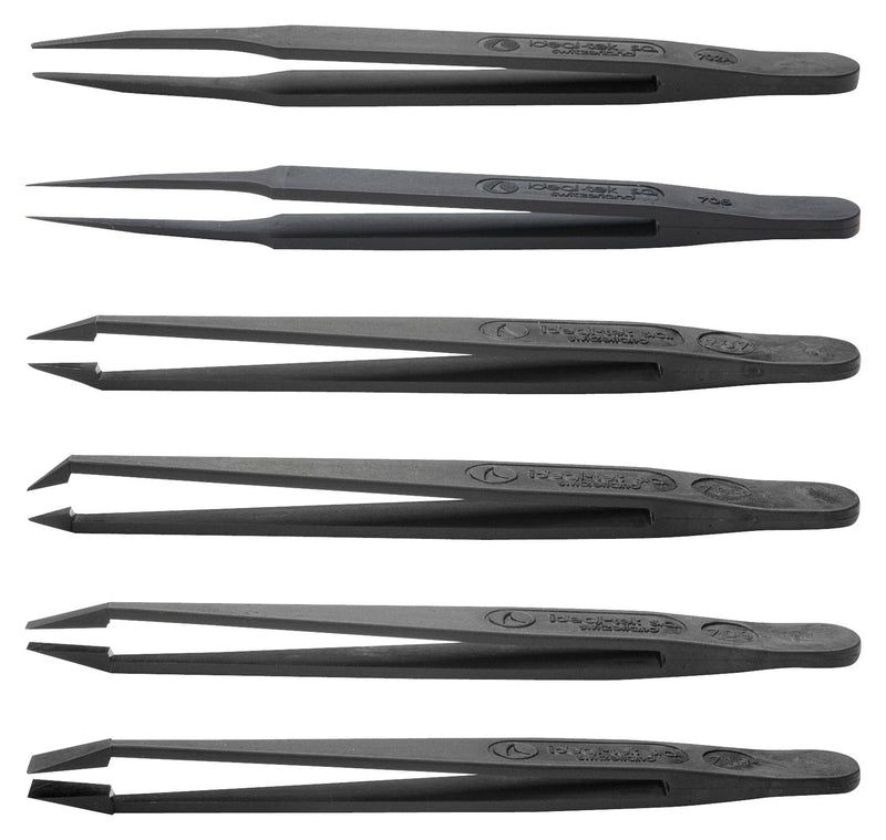 IDEAL-TEK K6PISV Tweezer, Kit, PVDF, ESD, 6 Pieces