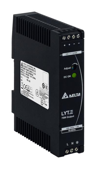 Delta Electronics / Power DRL-12V75W1AZ DRL-12V75W1AZ AC/DC DIN Rail Supply (PSU) ITE &amp; Laboratory 1 Output 75 W 12 V 6.25 A