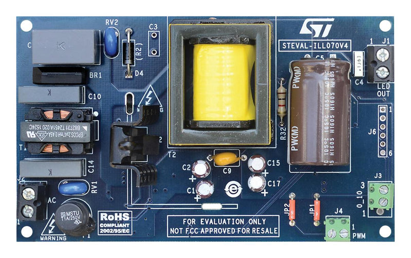 Stmicroelectronics STEVAL-ILL070V4 Evaluation Board Single String LED Driver HVLED001A STF10LN80K5 35W 700mA