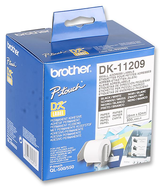 BROTHER DK11209 Small Address Labels 29 x 62mm 800 per Roll