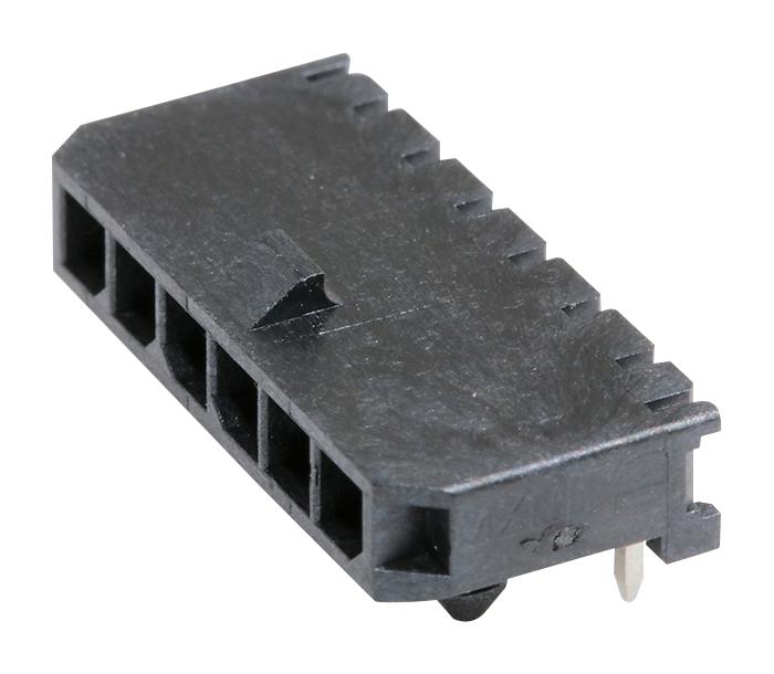 Molex 43650-0601 Pin Header Power 3 mm 1 Rows 6 Contacts Through Hole Right Angle Micro-Fit 3.0 43650 Series