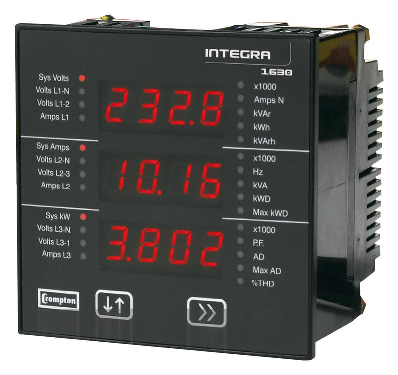Crompton - TE Connectivity INT-1630-M-5-M-010 Panel Meter Digital Multifunction Integra 1630 Series 241VAC to 480VAC New