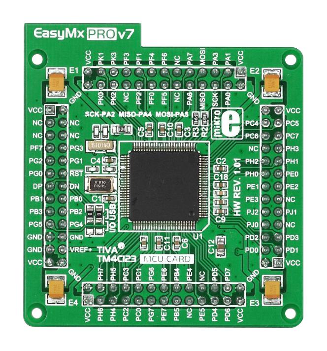 Mikroelektronika MIKROE-1621 Add-On Board Mikroe MCU Easymx PRO v7 Tiva C TM4C123GH6PZL 4 x Standard Connector New