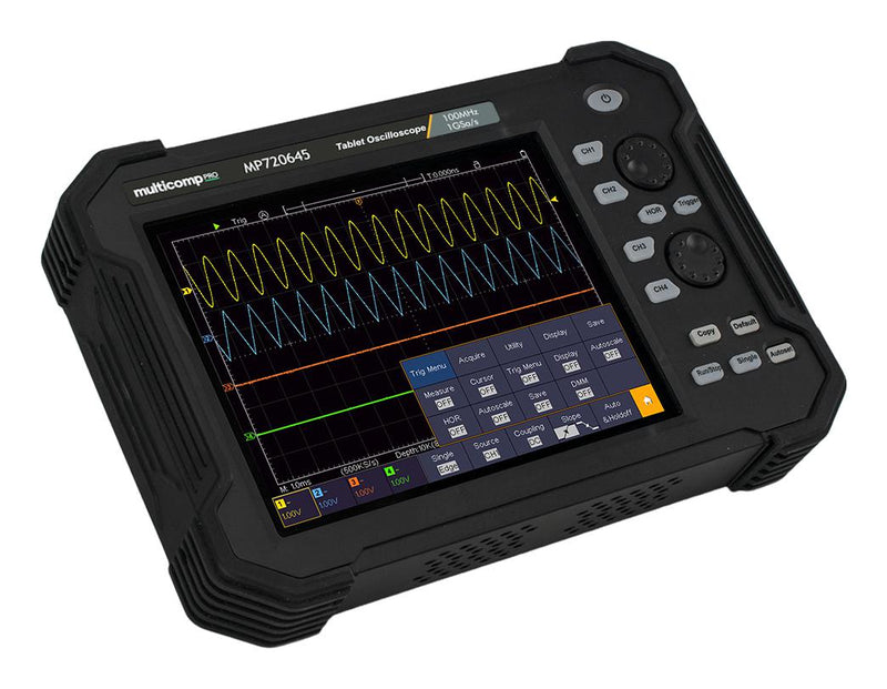 Multicomp PRO MP720645 Oscilloscope Tablet Pro Oscilloscopes 4 Channel 100 MHz 1 Gsps 40 Mpts