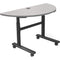 Balt Height Adjustable Sit and Stand Flipper Table (Half Round, Gray Nebula Laminate, Platinum Edge)