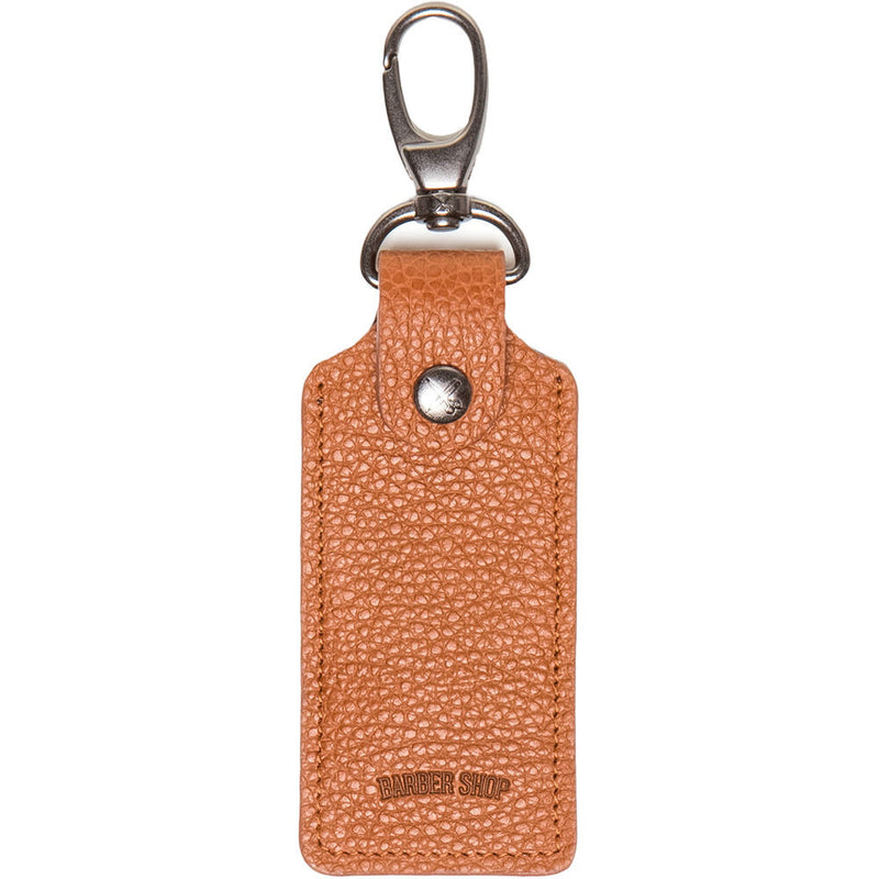 Barber Shop Clipper Leather Key Ring with Three SD Card Holder (Grained Brown)