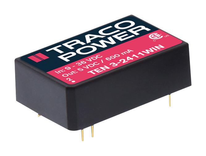 Traco Power TEN 3-4823WIN TEN 3-4823WIN Isolated Through Hole DC/DC Converter ITE 4:1 3 W 2 Output 15 V 100 mA