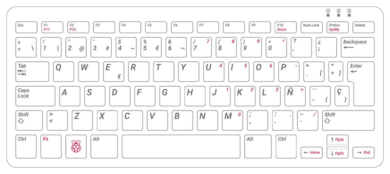 RASPBERRY-PI RPI-KEYB (ES)-RED/WHITE Development Kit Accessory Official Raspberry Pi Keyboard Red/White Spanish Layout Wired