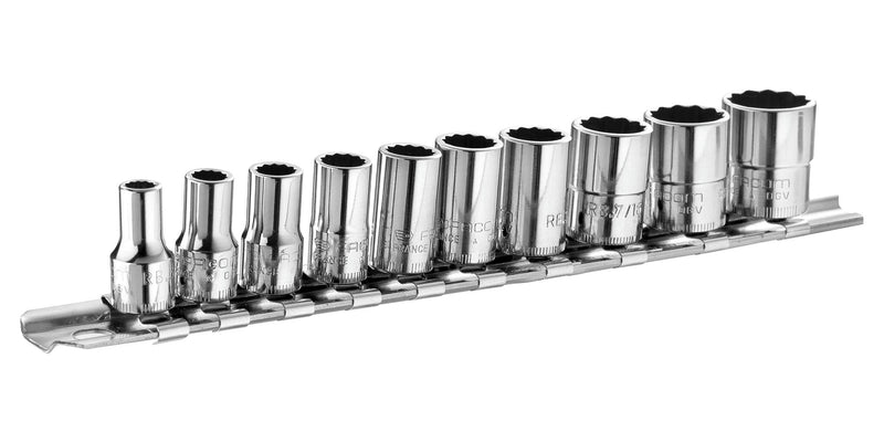 Facom RB.40AE Socket Set 10 x 1/4" Metric 12 Point R.E Sockets 5.5/6/7/8/9/10/11/12/13/14mm CKS.93 Metal Rack