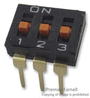OMRON ELECTRONIC COMPONENTS A6T3104 DIP / SIP Switch, 3 Circuits, SPST, Through Hole, DIP Unsealed, 24 VDC