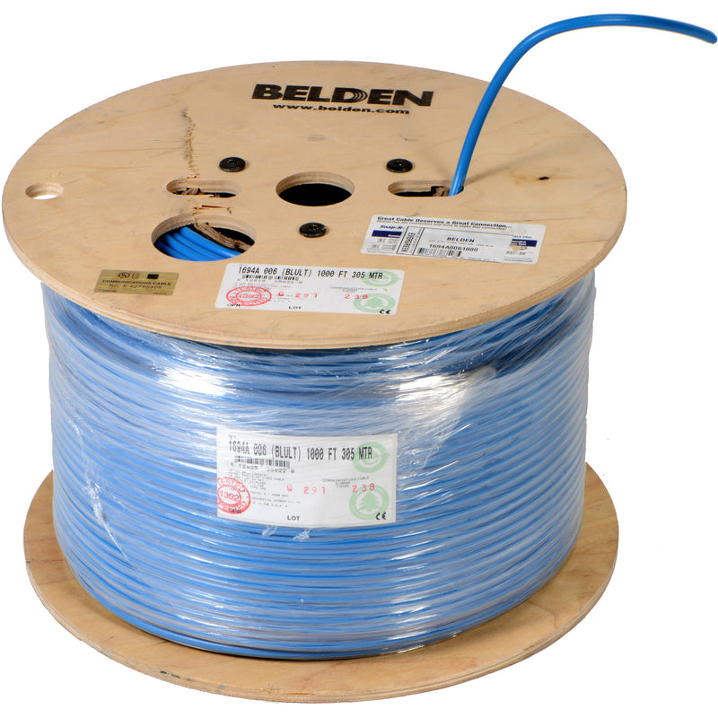 Belden 1694A RG6 Low Loss Serial Digital Coaxial Cable (1000', Blue)