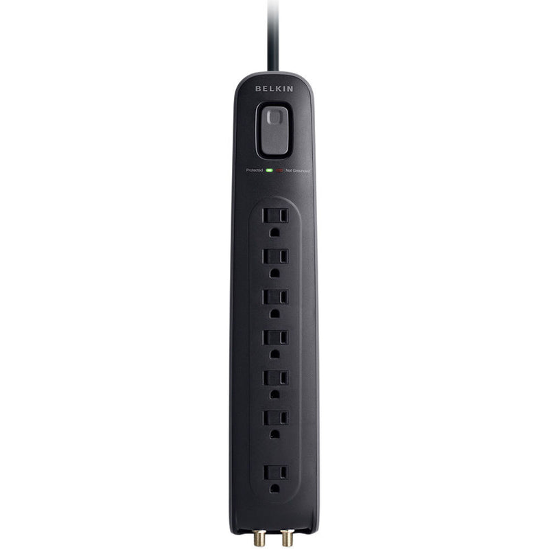 Belkin 7-Outlet Surge Protector with Coaxial Protection (4' Cord, Black)