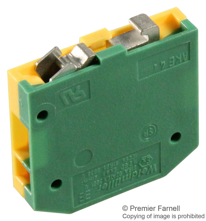 Weidmuller 038026 AKE4 038026 AKE4 DIN Rail Mount Terminal Block 2 Ways 22 AWG 12 4 mm&Acirc;&sup2; Screw