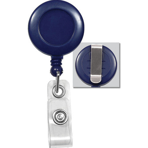 BRADY PEOPLE ID Badge Reel with Clear Vinyl Strap & Belt Clip (Royal Blue, 25-Pack)