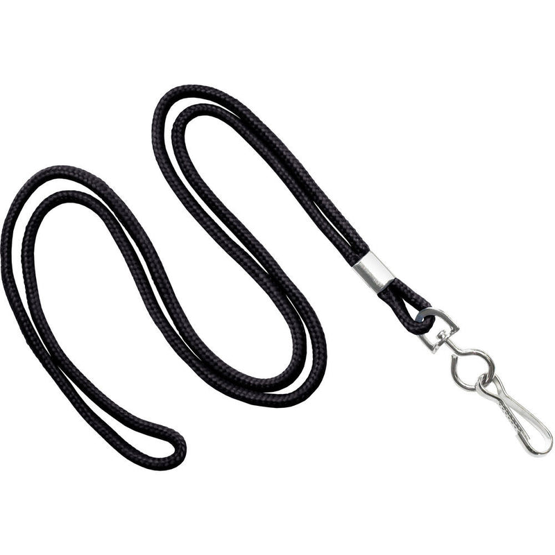 BRADY PEOPLE ID 1/8" Round Standard Lanyard with Swivel Hook (Black, 100-Pack)
