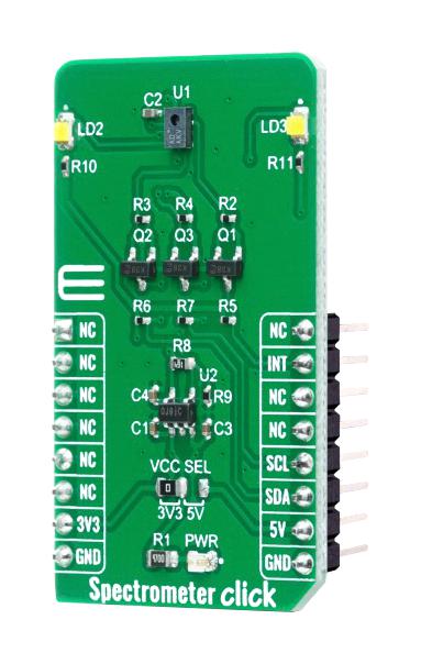 Mikroelektronika MIKROE-4165 MIKROE-4165 Click Board Spectrometer Optical AS7341 Gpio I2C Mikrobus 3.3 V/5 V 42.9 mm x 25.4